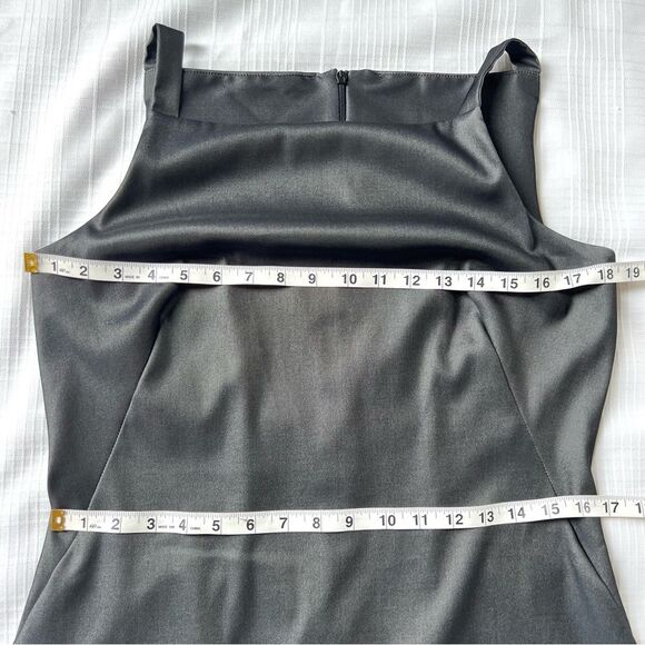 VTG Y2K CDC Gray Bateau Boat Neckline Sleeveless Cocktail Sheath Dress SZ 12 - Picture 5 of 12